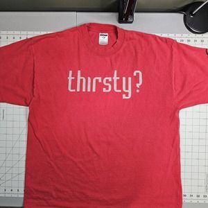 Christian Tshirt Mens XL Red Thirsty Jesus John 4:13-14 Religious Savior God
